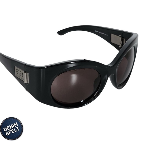 BALENCIAGA BB0189S 001 Unisex Black Bold Round Oversized Sunglasses  ???? main image 4
